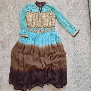 Turquoise + Brown Indian Salwar (42)